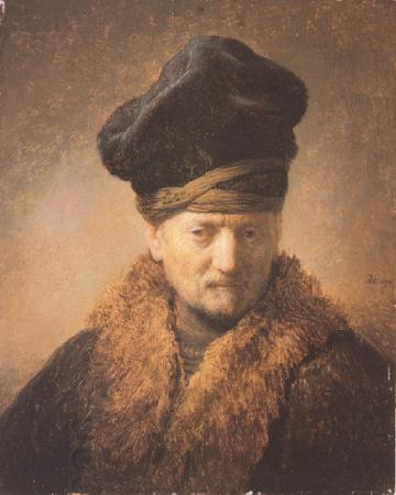 REMBRANDT Harmenszoon van Rijn Bust of an old man in a fur cap (mk33) oil painting picture